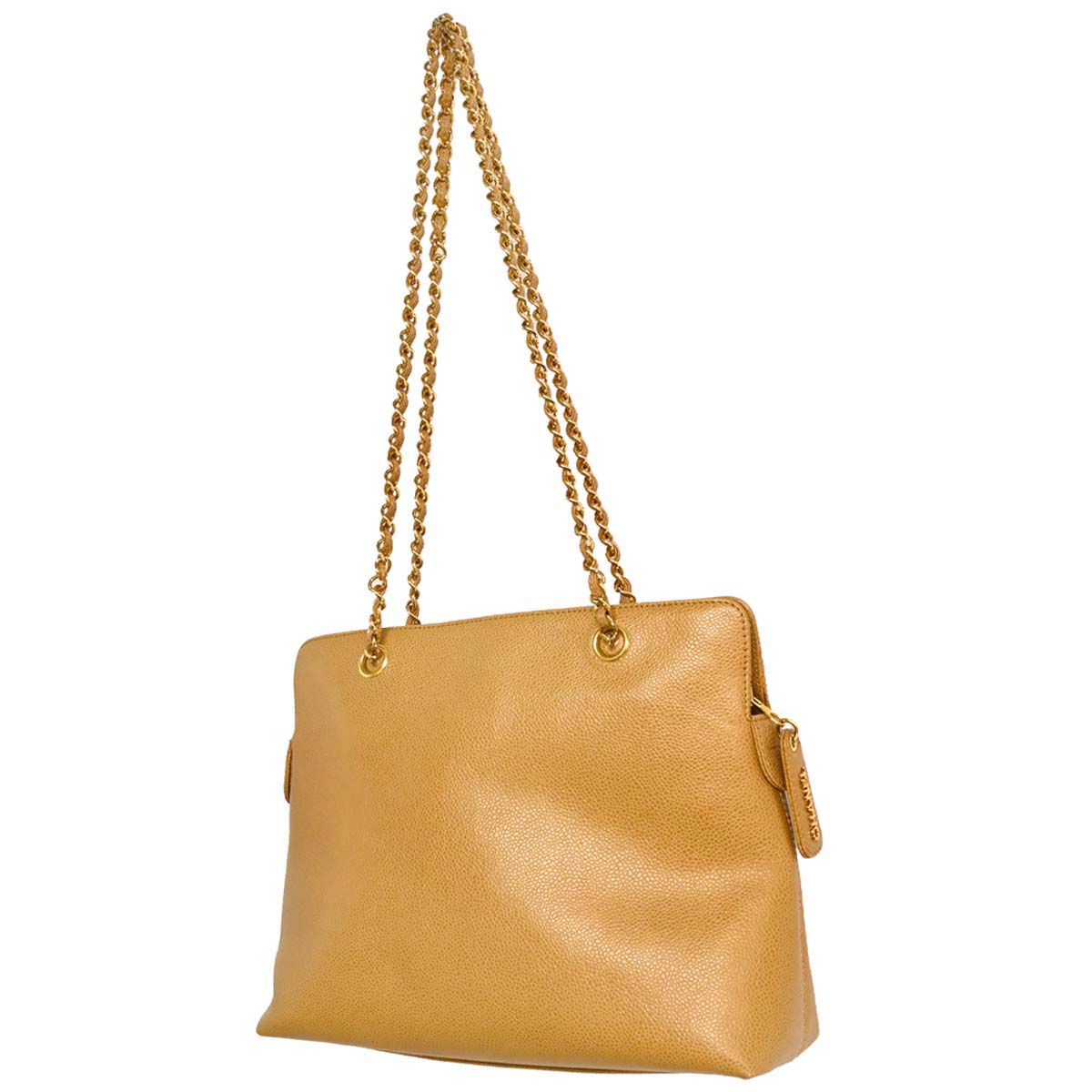 Chanel Beige Caviar Skin Tote Chain Shoulder Bag