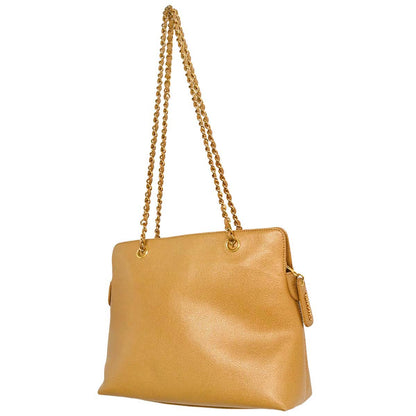Chanel Beige Caviar Skin Tote Chain Shoulder Bag