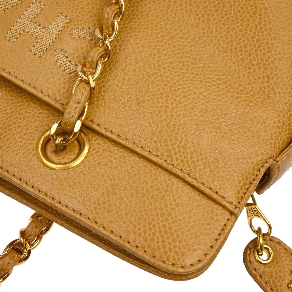 Chanel Beige Caviar Skin Tote Chain Shoulder Bag