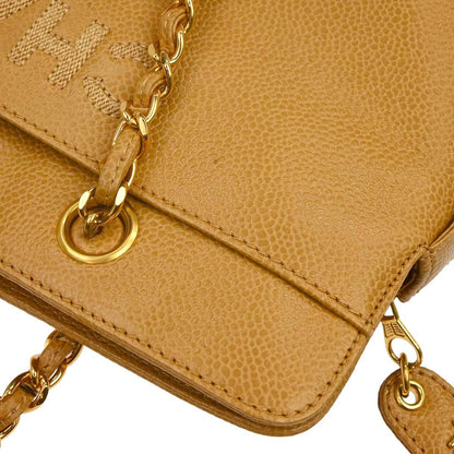 Chanel Beige Caviar Skin Tote Chain Shoulder Bag