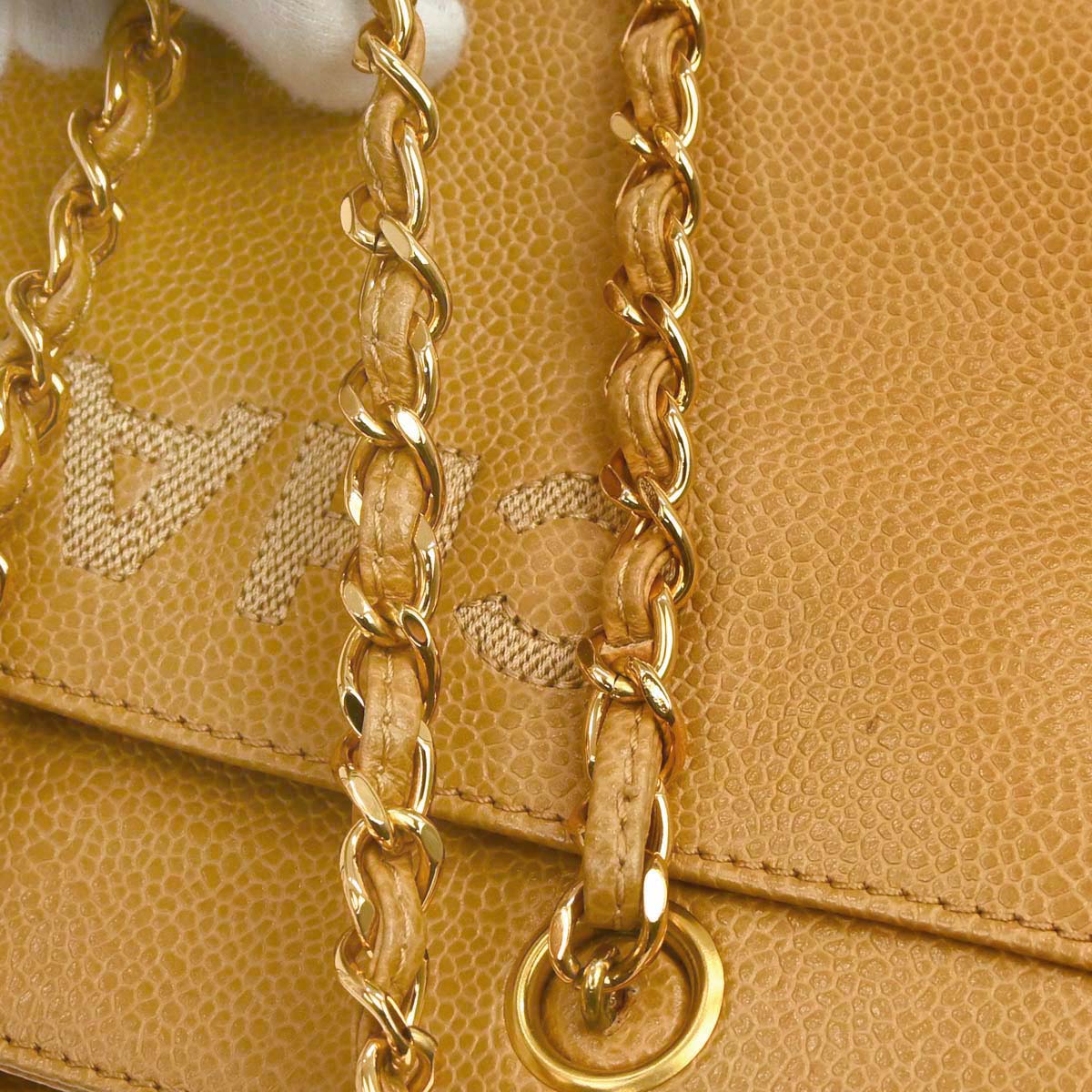 Chanel Beige Caviar Skin Tote Chain Shoulder Bag