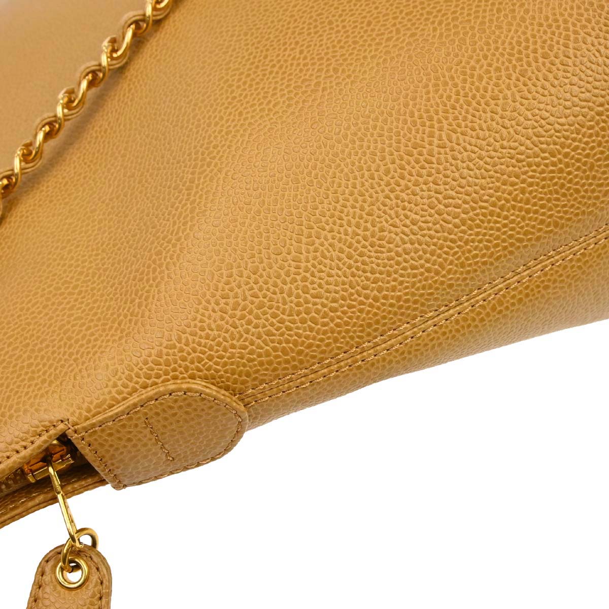 Chanel Beige Caviar Skin Tote Chain Shoulder Bag