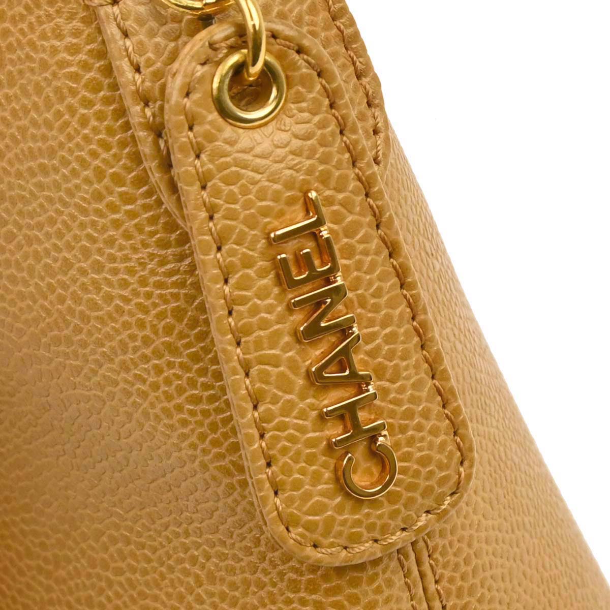 Chanel Beige Caviar Skin Tote Chain Shoulder Bag