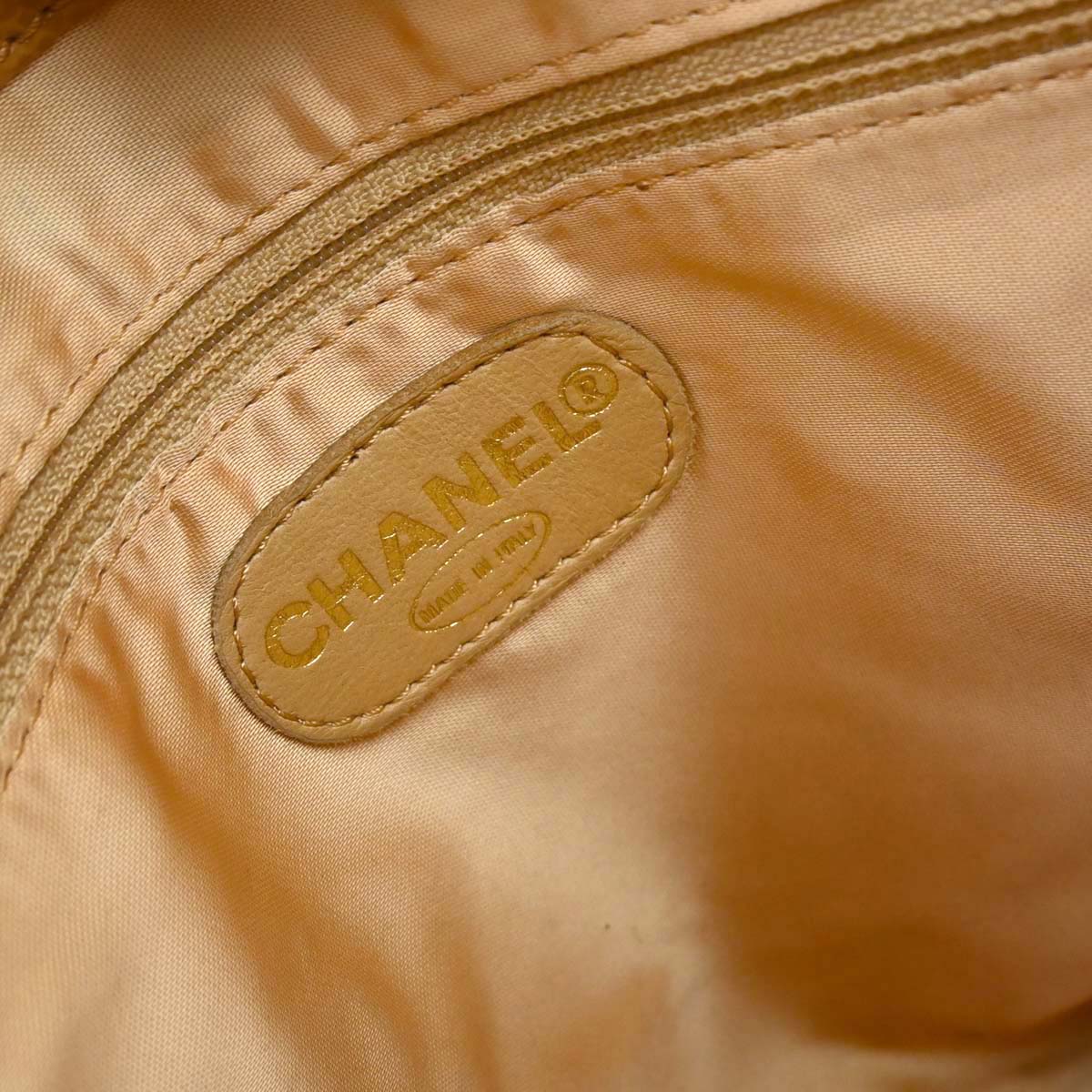 Chanel Beige Caviar Skin Tote Chain Shoulder Bag