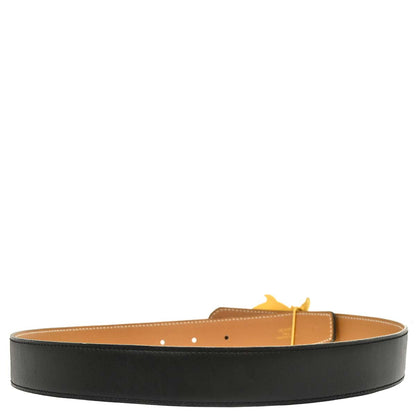 Hermes Black Box Calf Dolphin Reversible Belt #70 Small Good