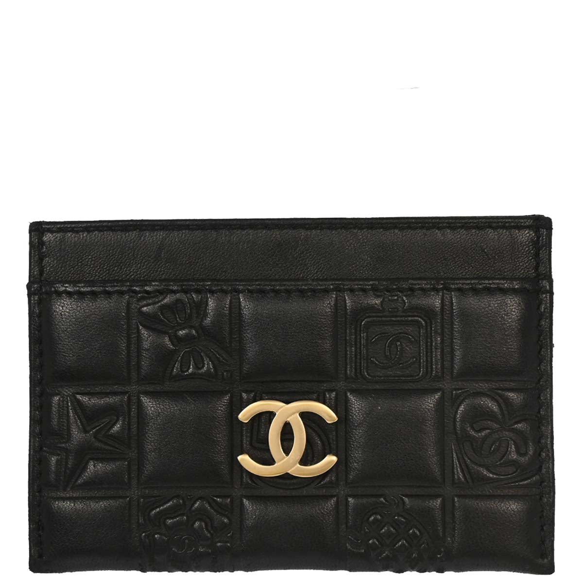 Chanel Black Lambskin Icon Cardholder Small Good