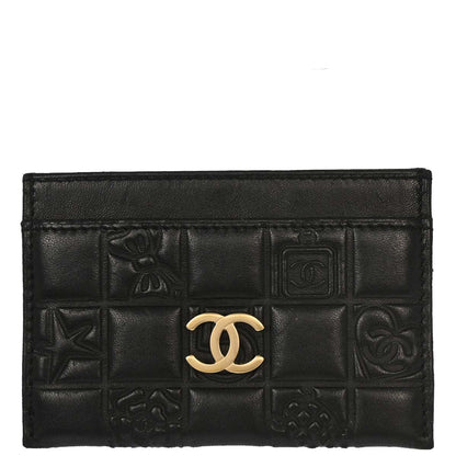 Chanel Black Lambskin Icon Cardholder Small Good