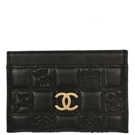 Chanel Black Lambskin Icon Cardholder Small Good