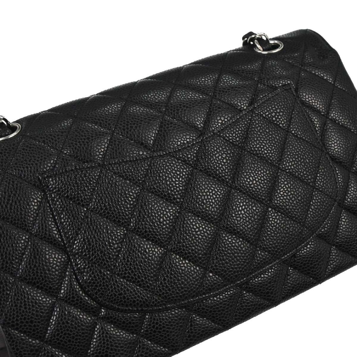 Chanel 2014 Black Caviar Skin Medium Classic Double Flap Shoulder Bag