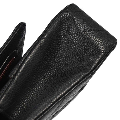 Chanel 2014 Black Caviar Skin Medium Classic Double Flap Shoulder Bag