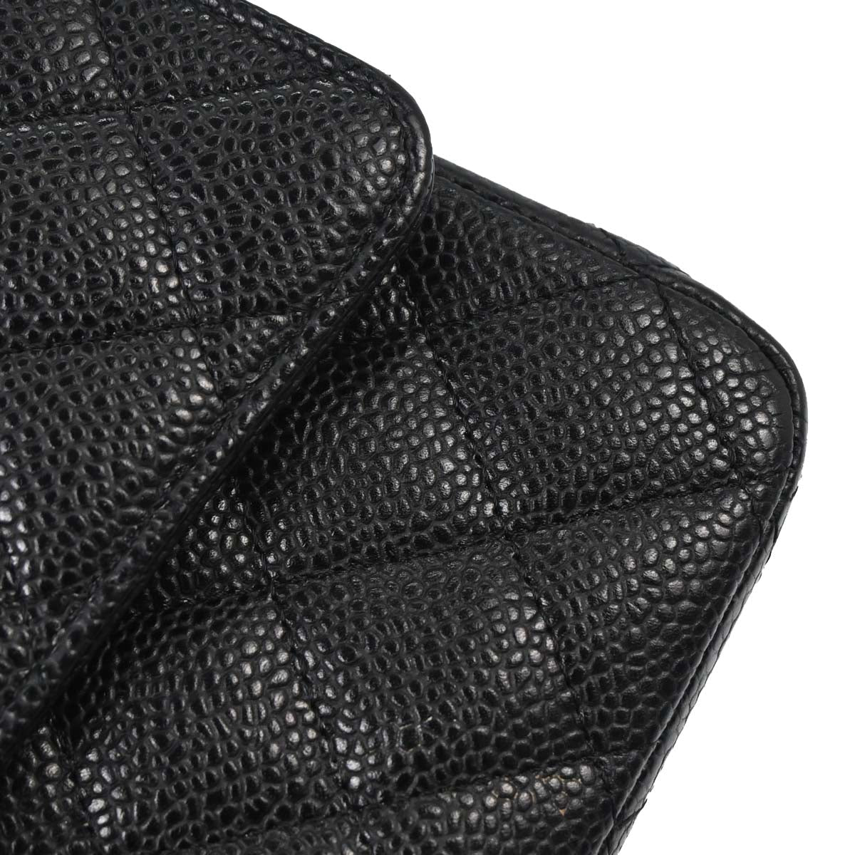 Chanel 2014 Black Caviar Skin Medium Classic Double Flap Shoulder Bag