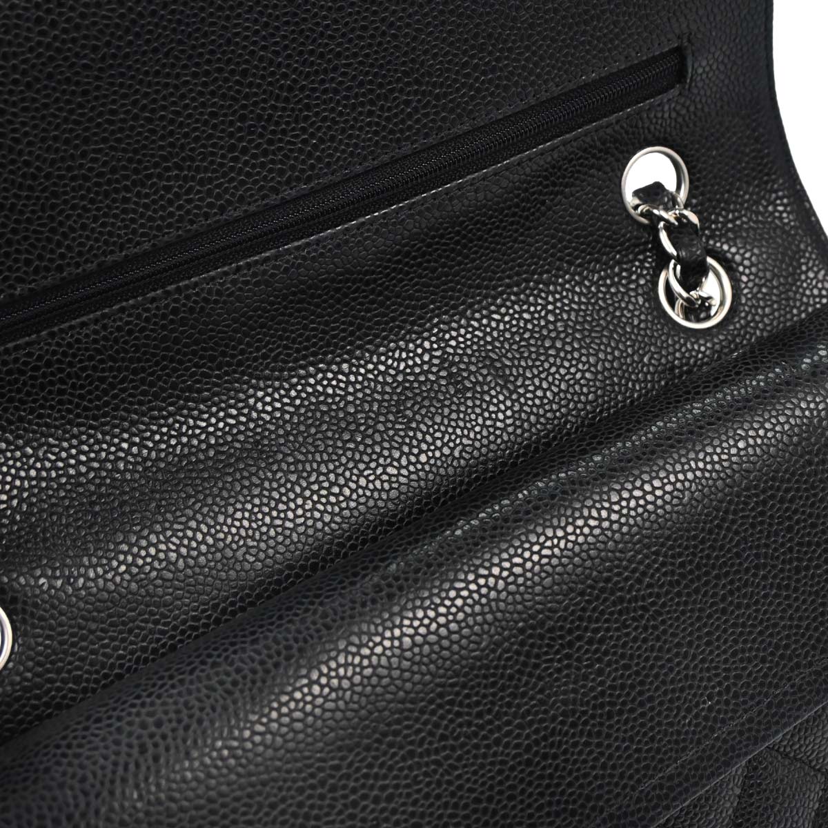 Chanel 2014 Black Caviar Skin Medium Classic Double Flap Shoulder Bag