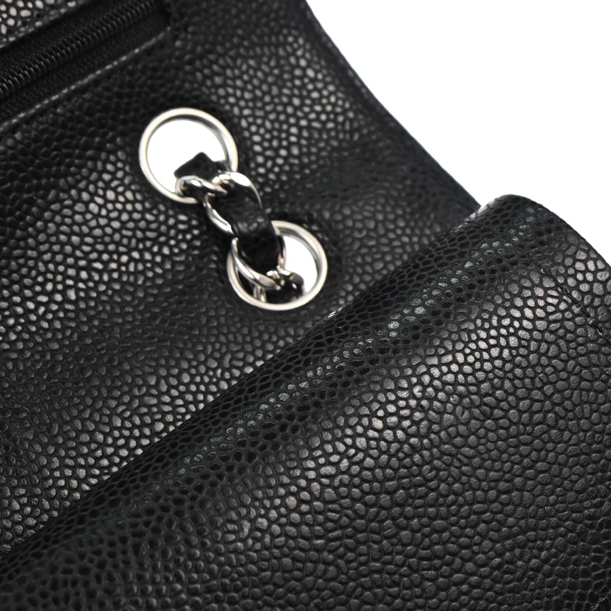 Chanel 2014 Black Caviar Skin Medium Classic Double Flap Shoulder Bag