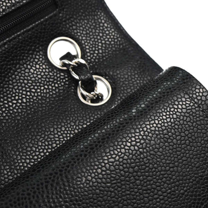 Chanel 2014 Black Caviar Skin Medium Classic Double Flap Shoulder Bag