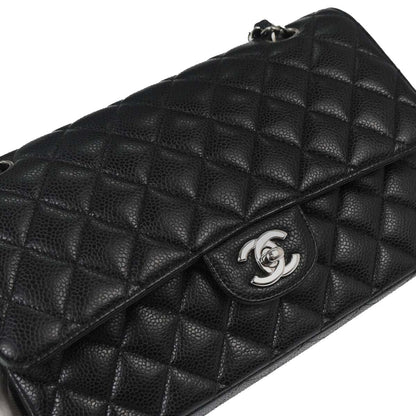 Chanel Black Calfskin Medium Classic Double Flap Shoulder Bag