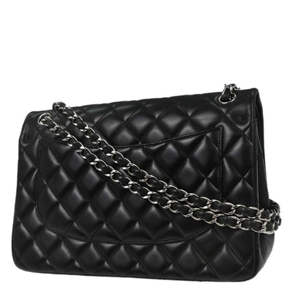 Chanel 2012-2013 Black Lambskin Jumbo Classic Double Flap Shoulder Bag