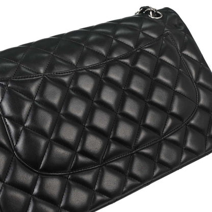 Chanel 2012-2013 Black Lambskin Jumbo Classic Double Flap Shoulder Bag