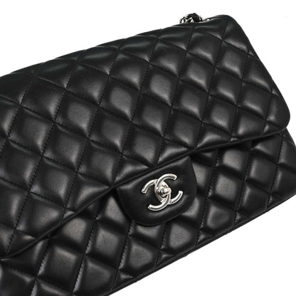 Chanel 2012-2013 Black Lambskin Jumbo Classic Double Flap Shoulder Bag