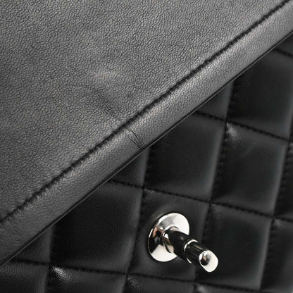 Chanel 2012-2013 Black Lambskin Jumbo Classic Double Flap Shoulder Bag