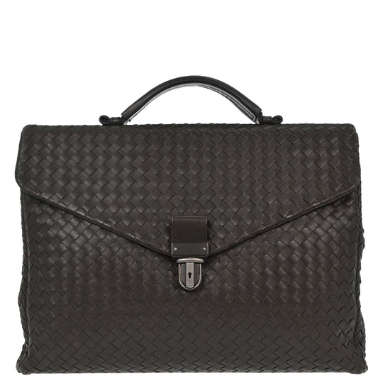 Bottega Veneta Brown Calfskin Intrecciato Briefcase Handbag