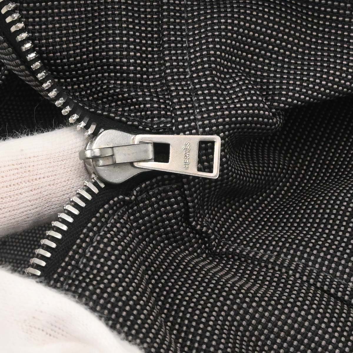 Hermes Gray Canvas Herline Tote TGM Handbag