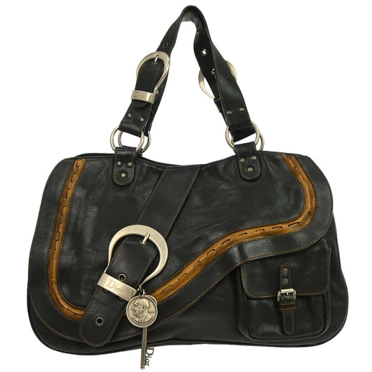 Christian Dior Black Leather Gaucho Handbag
