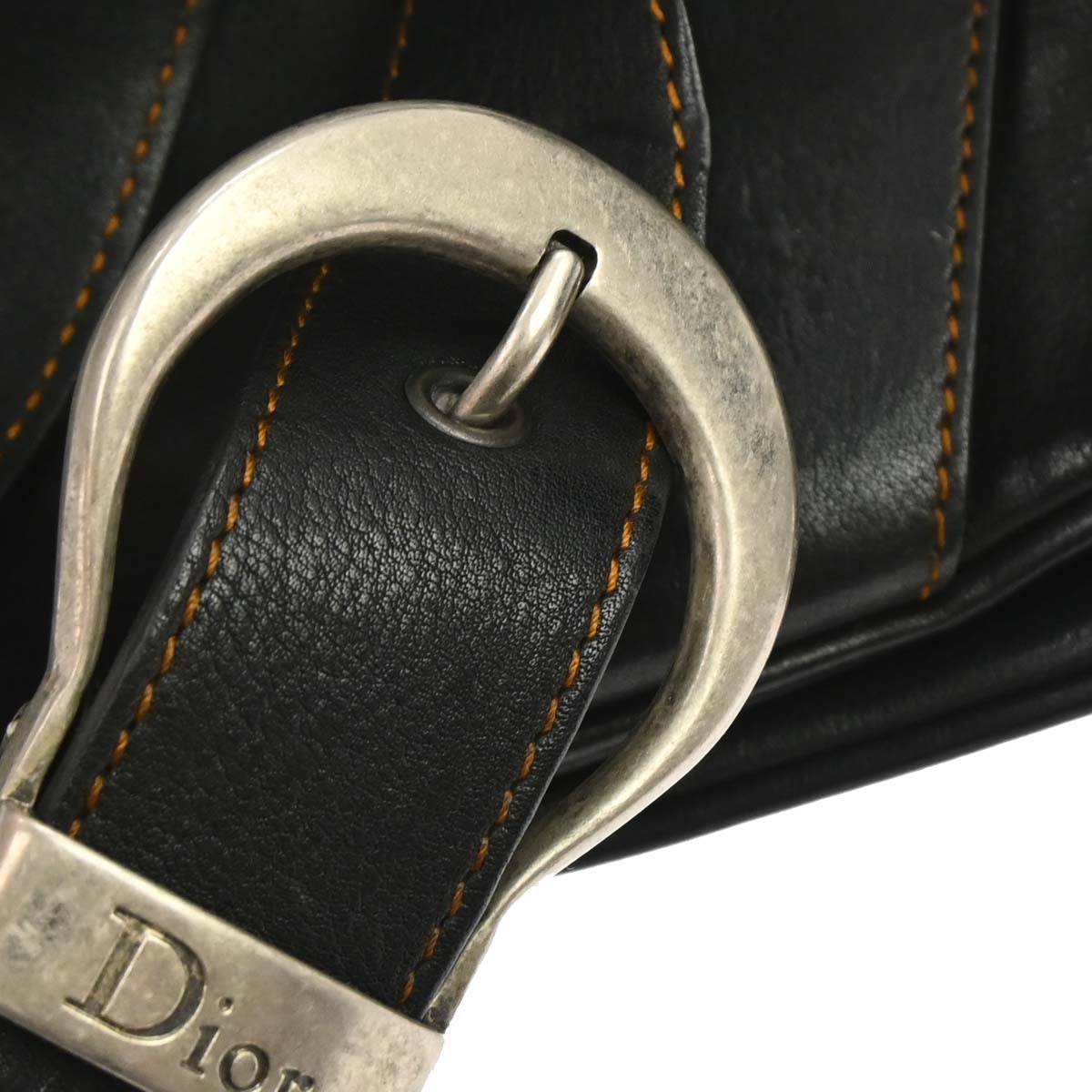 Christian Dior Black Leather Gaucho Handbag