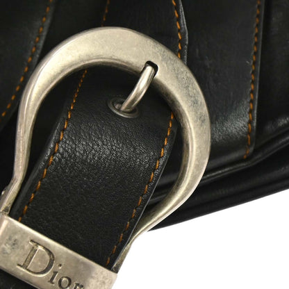 Christian Dior Black Leather Gaucho Handbag