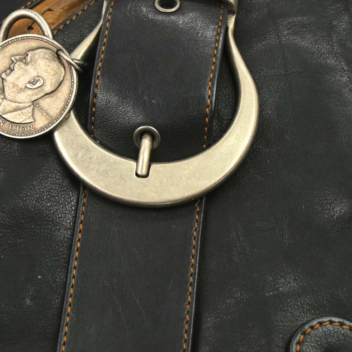 Christian Dior Black Leather Gaucho Handbag