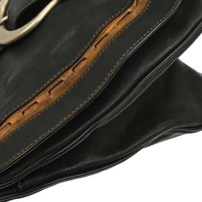 Christian Dior Black Leather Gaucho Handbag