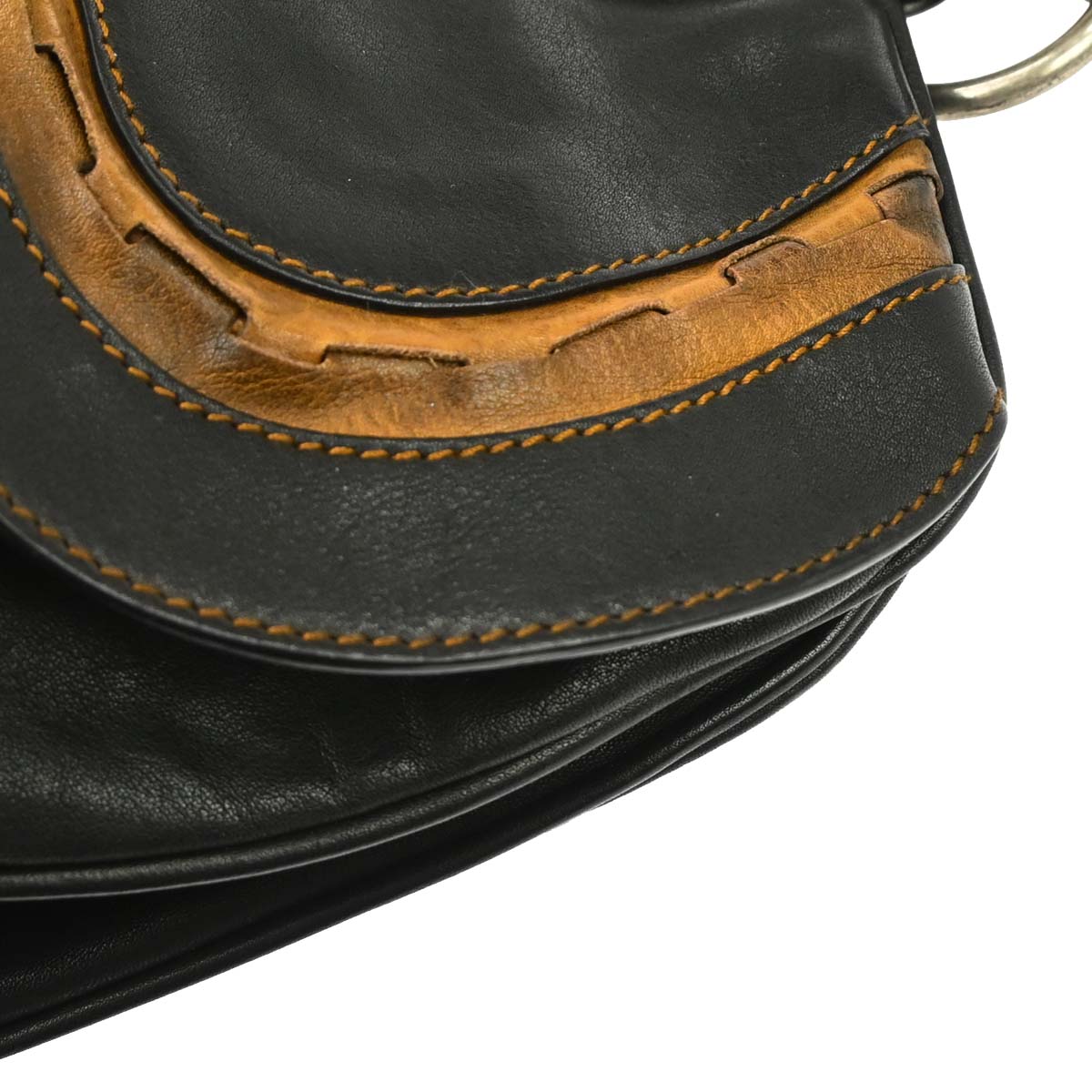 Christian Dior Black Leather Gaucho Handbag