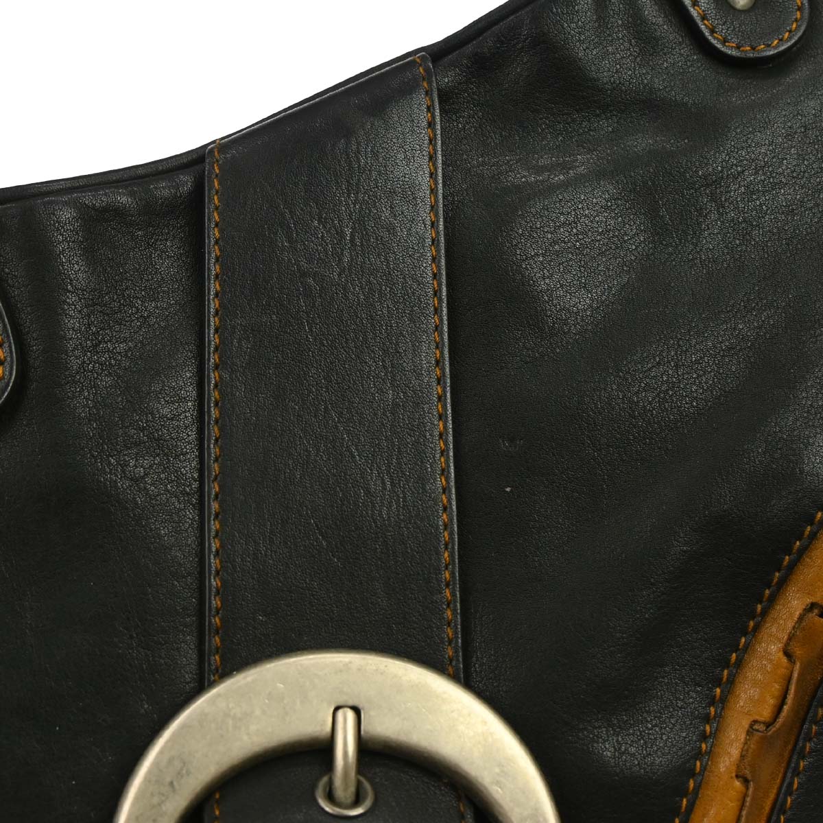 Christian Dior Black Leather Gaucho Handbag