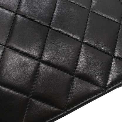 Chanel Black Lambskin Pushlock Small Half Flap Shoulder Bag