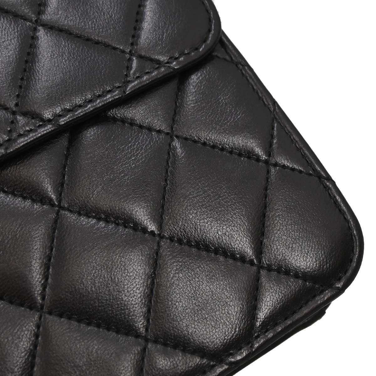 Chanel Black Lambskin Pushlock Small Half Flap Shoulder Bag