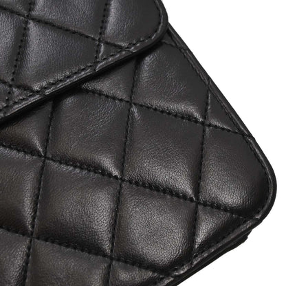 Chanel Black Lambskin Pushlock Small Half Flap Shoulder Bag