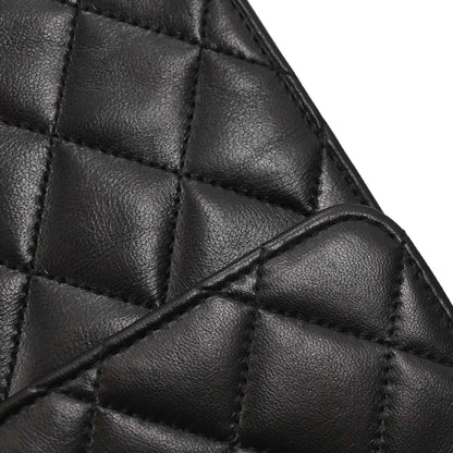 Chanel Black Lambskin Pushlock Small Half Flap Shoulder Bag