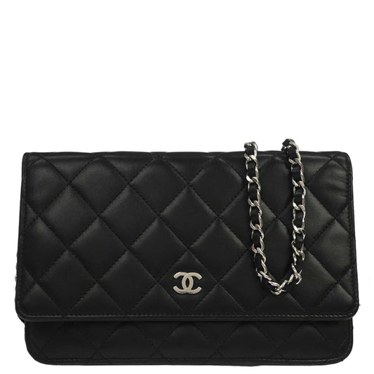 Chanel Black Lambskin Classic WOC Wallet on Chain Bag