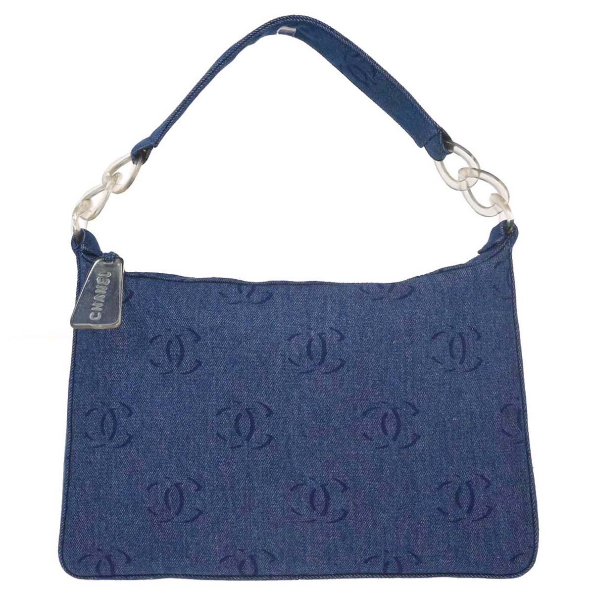 Chanel 2002-2003 Blue Denim Acrylic Chain Shoulder Bag