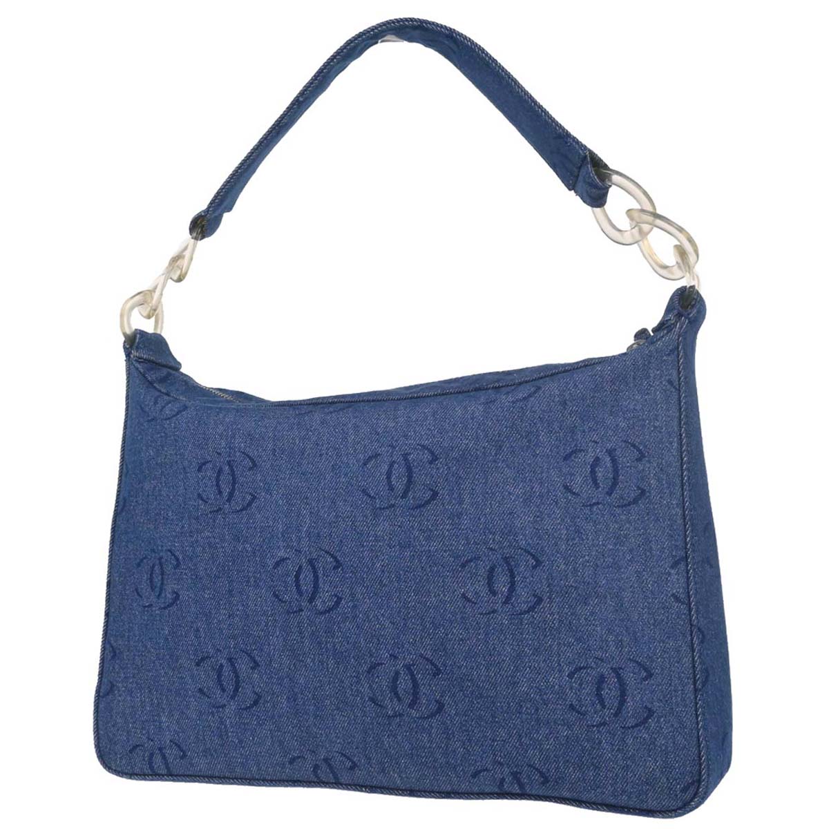 Chanel 2002-2003 Blue Denim Acrylic Chain Shoulder Bag