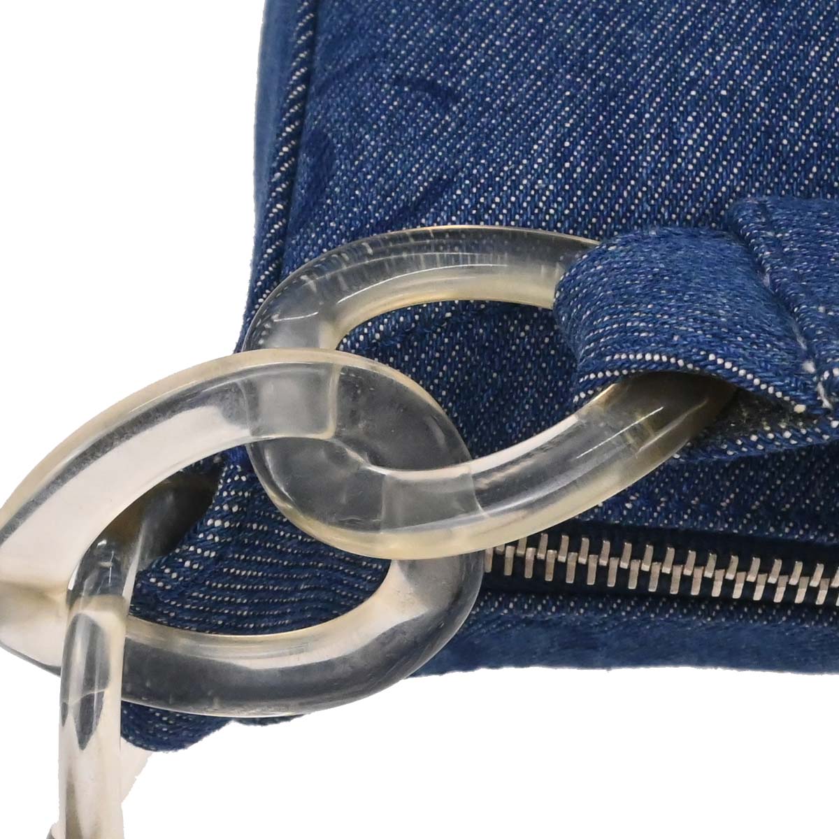 Chanel 2002-2003 Blue Denim Acrylic Chain Shoulder Bag