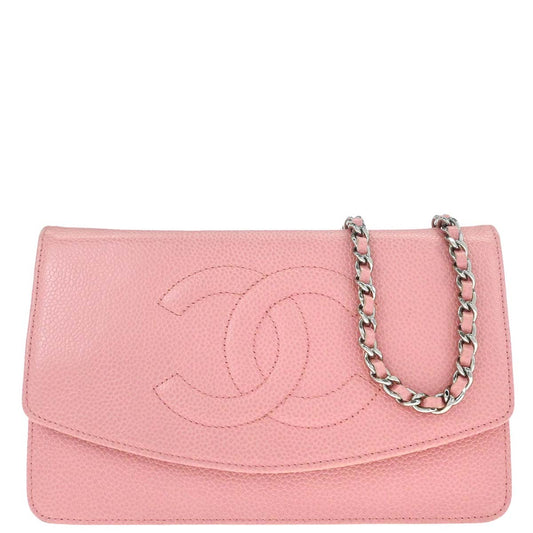 Chanel 2005-2006 Pink Caviar Skin Timeless WOC Wallet on Chain Bag