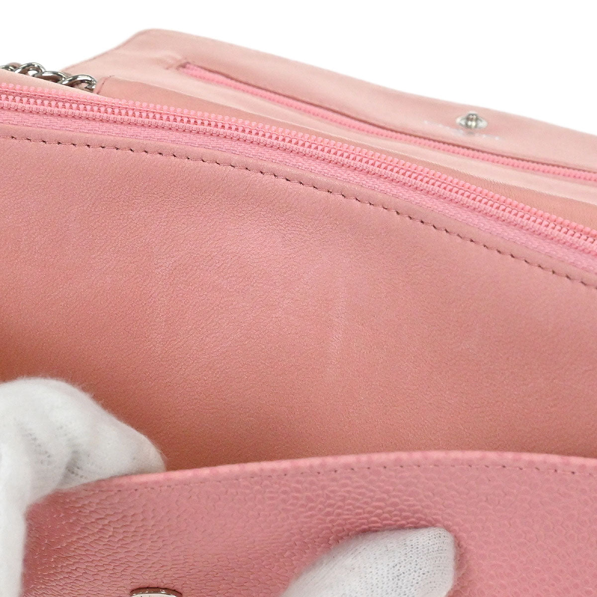 Chanel 2005-2006 Pink Caviar Skin Timeless WOC Wallet on Chain Bag