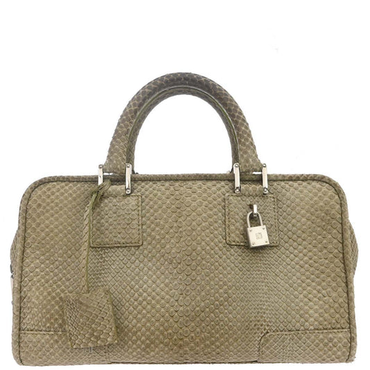 Loewe * Beige Python Amazona 28 Handbag