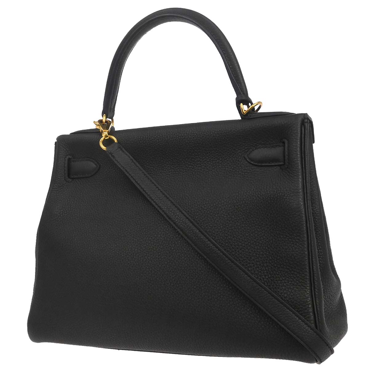 Hermes Black Togo Kelly 28 Retourne 2way Shoulder Handbag