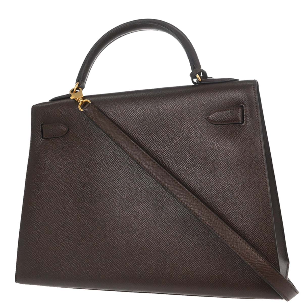 Hermes Chocolat Courchevel Kelly 32 Sellier 2way Shoulder Handbag