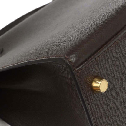Hermes Chocolat Courchevel Kelly 32 Sellier 2way Shoulder Handbag