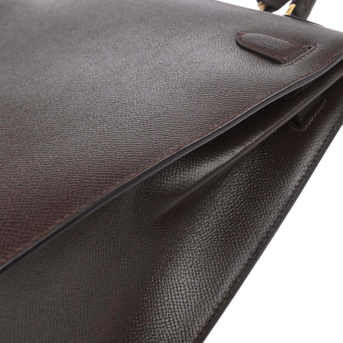 Hermes Chocolat Courchevel Kelly 32 Sellier 2way Shoulder Handbag