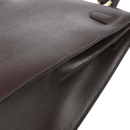 Hermes Chocolat Courchevel Kelly 32 Sellier 2way Shoulder Handbag
