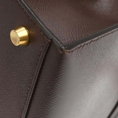 Hermes Chocolat Courchevel Kelly 32 Sellier 2way Shoulder Handbag