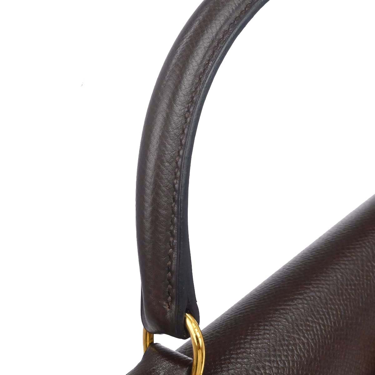 Hermes Chocolat Courchevel Kelly 32 Sellier 2way Shoulder Handbag
